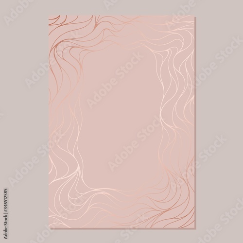 Template for design invitations. Rose gold.