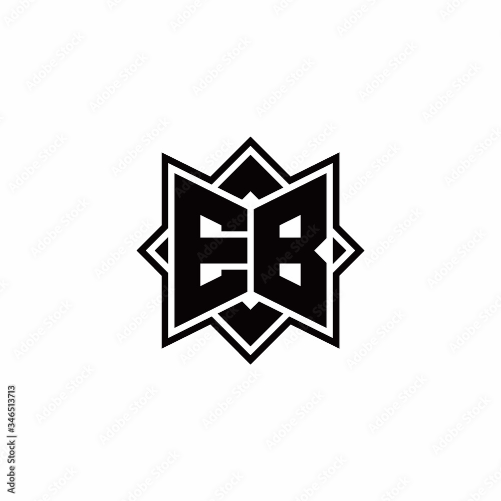EB monogram logo with square rotate style outline EB monogram logo with square rotate style outline