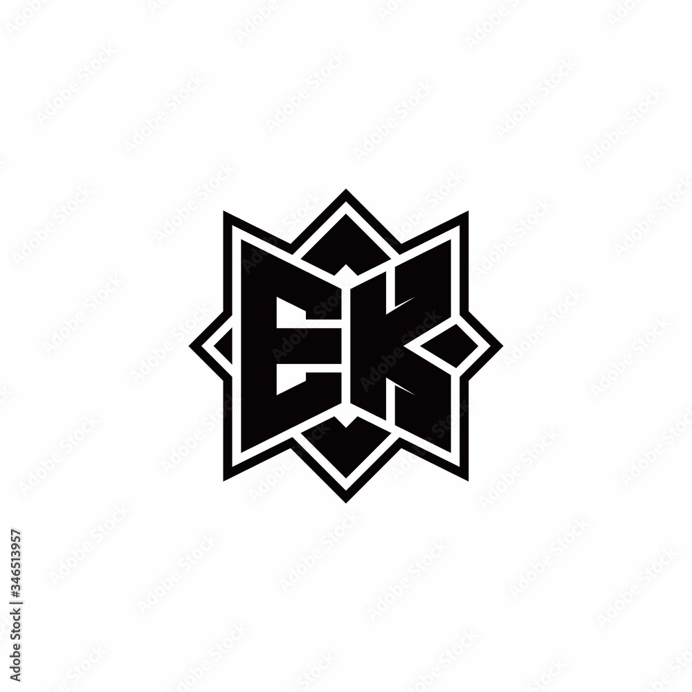EK monogram logo with square rotate style outline EK monogram logo with square rotate style outline