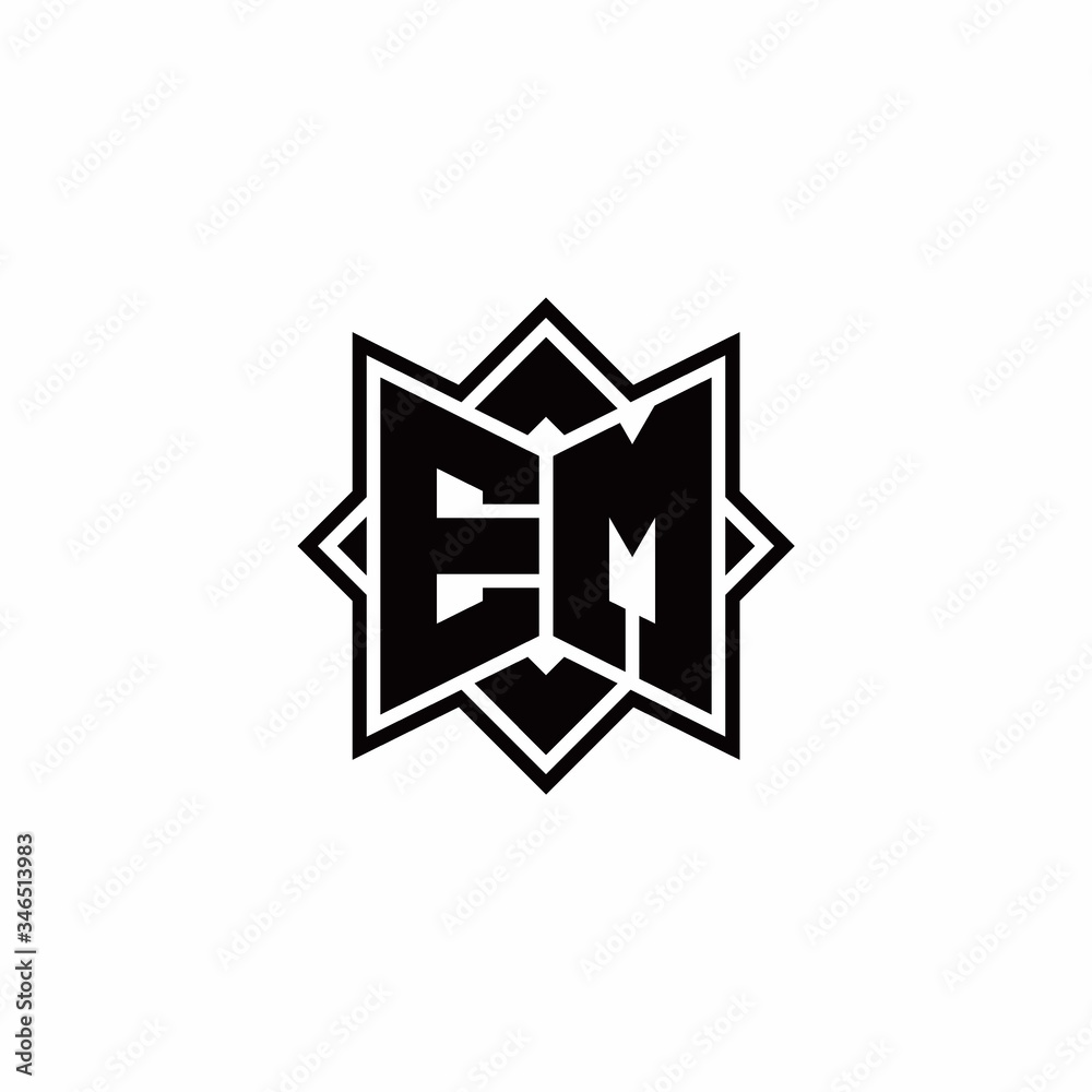 EM monogram logo with square rotate style outline EM monogram logo with square rotate style outline