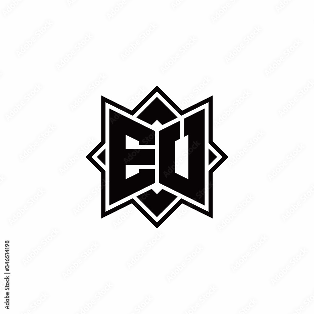 EU monogram logo with square rotate style outline EU monogram logo with square rotate style outline
