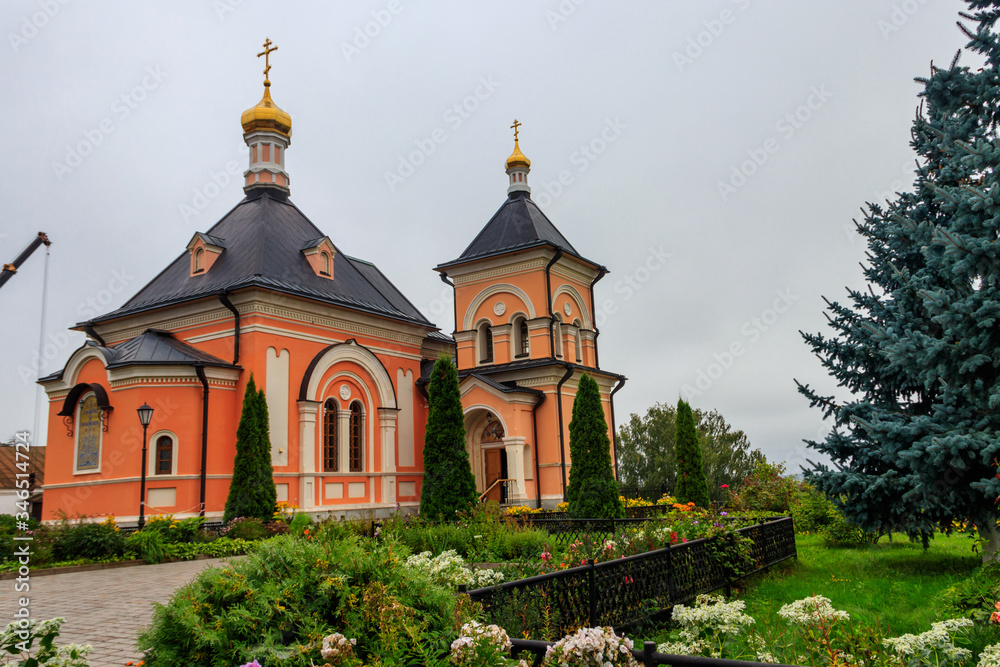 Transfiguration temple of Optina Monastery. Optina Pustyn (literally Opta's hermitage) is an Eastern Orthodox monastery near Kozelsk in Russia