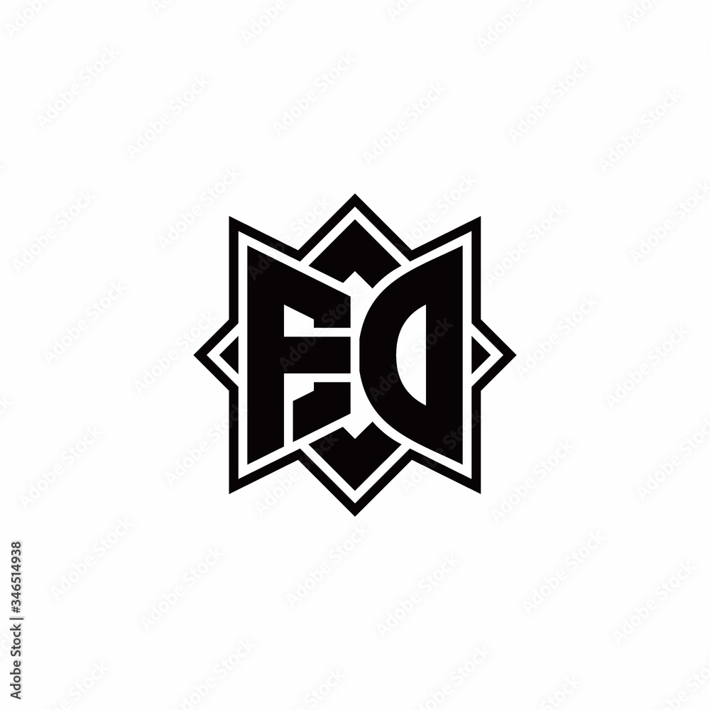 FD monogram logo with square rotate style outline FD monogram logo with square rotate style outline