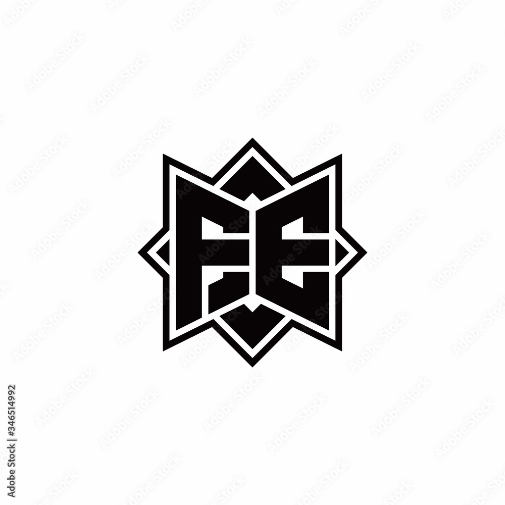 FE monogram logo with square rotate style outline FE monogram logo with square rotate style outline
