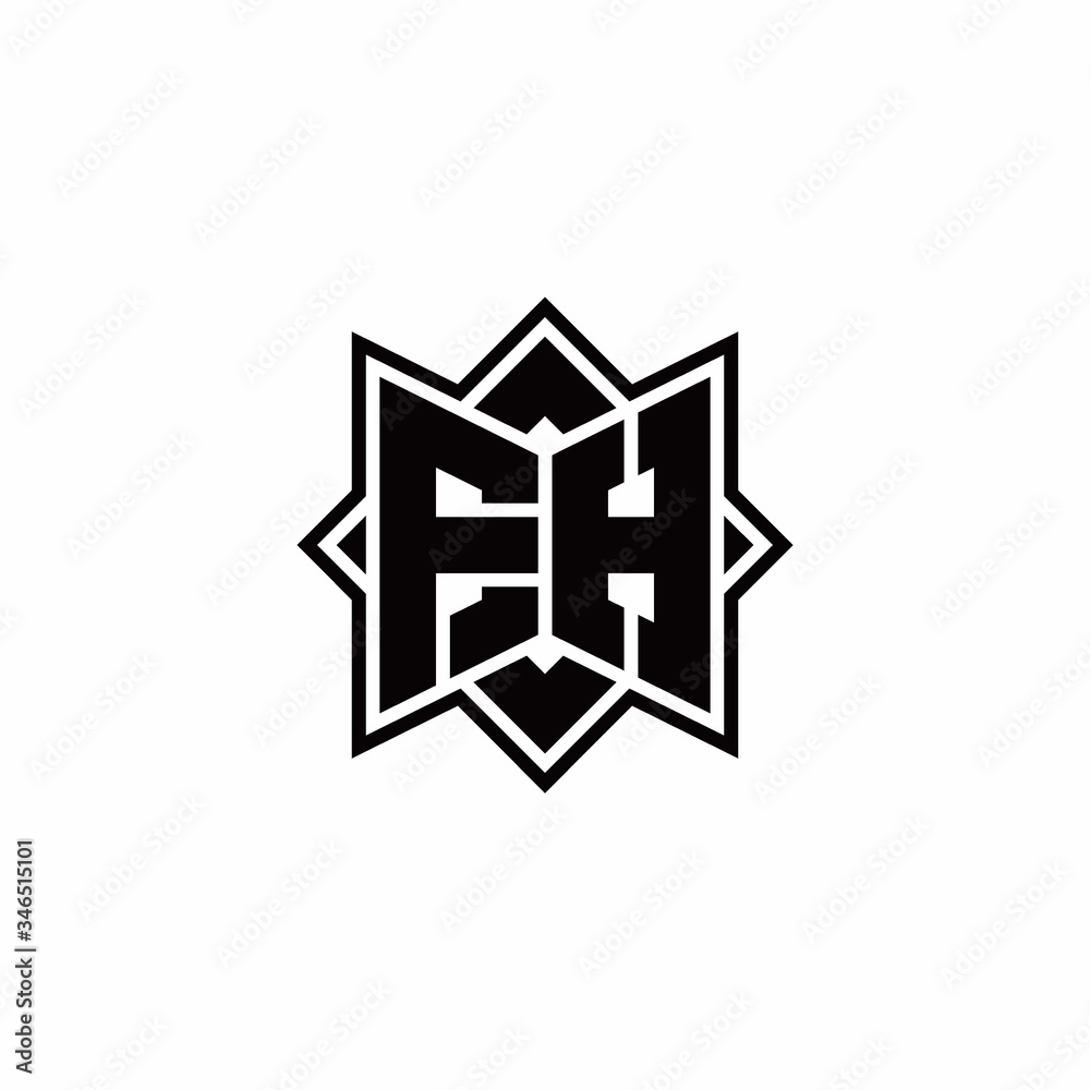 FH monogram logo with square rotate style outline FH monogram logo with square rotate style outline