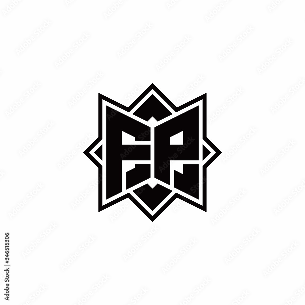 FP monogram logo with square rotate style outline FP monogram logo with square rotate style outline