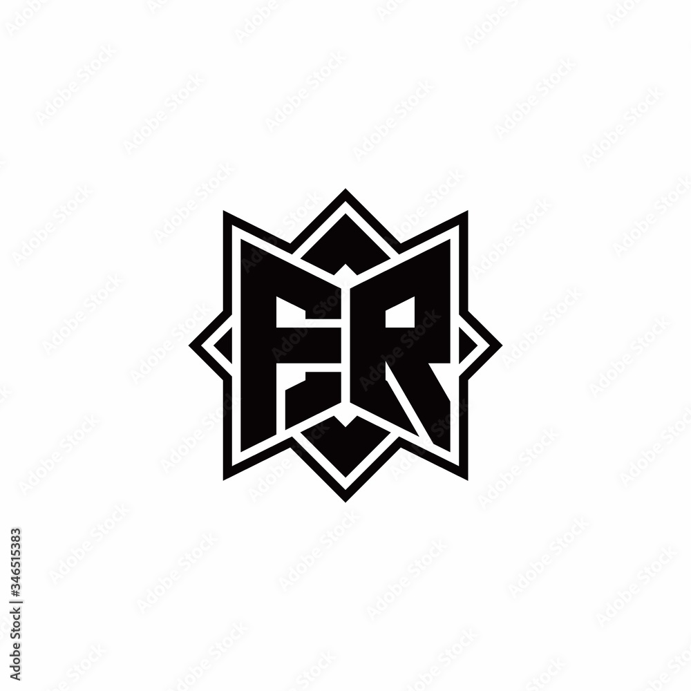 FR monogram logo with square rotate style outline FR monogram logo with square rotate style outline