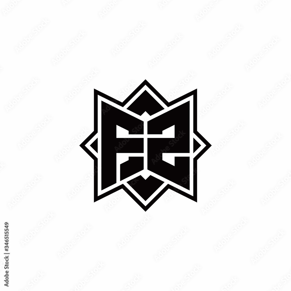 FZ monogram logo with square rotate style outline FZ monogram logo with square rotate style outline