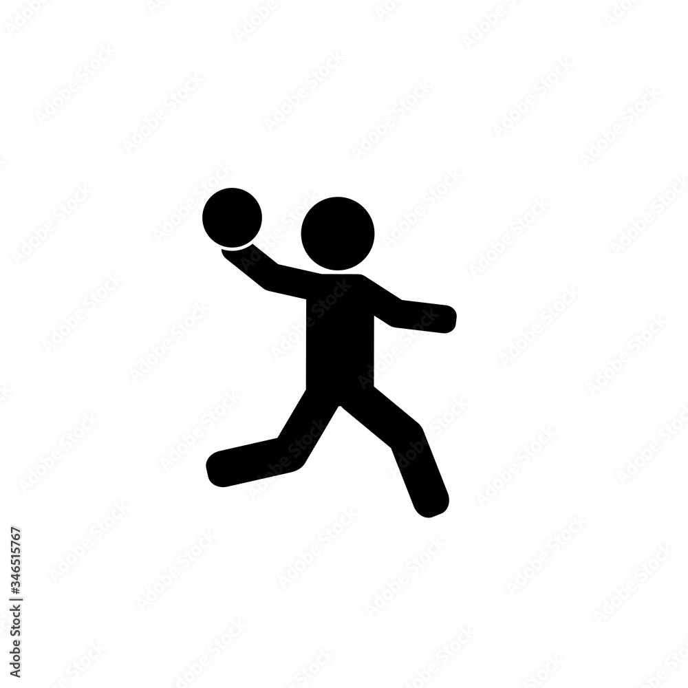 Handball player throwing ball vector icon