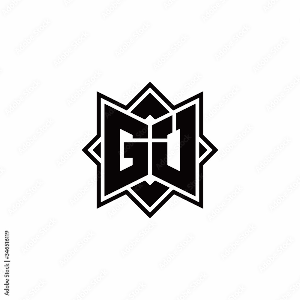 GJ monogram logo with square rotate style outline GJ monogram logo with square rotate style outline