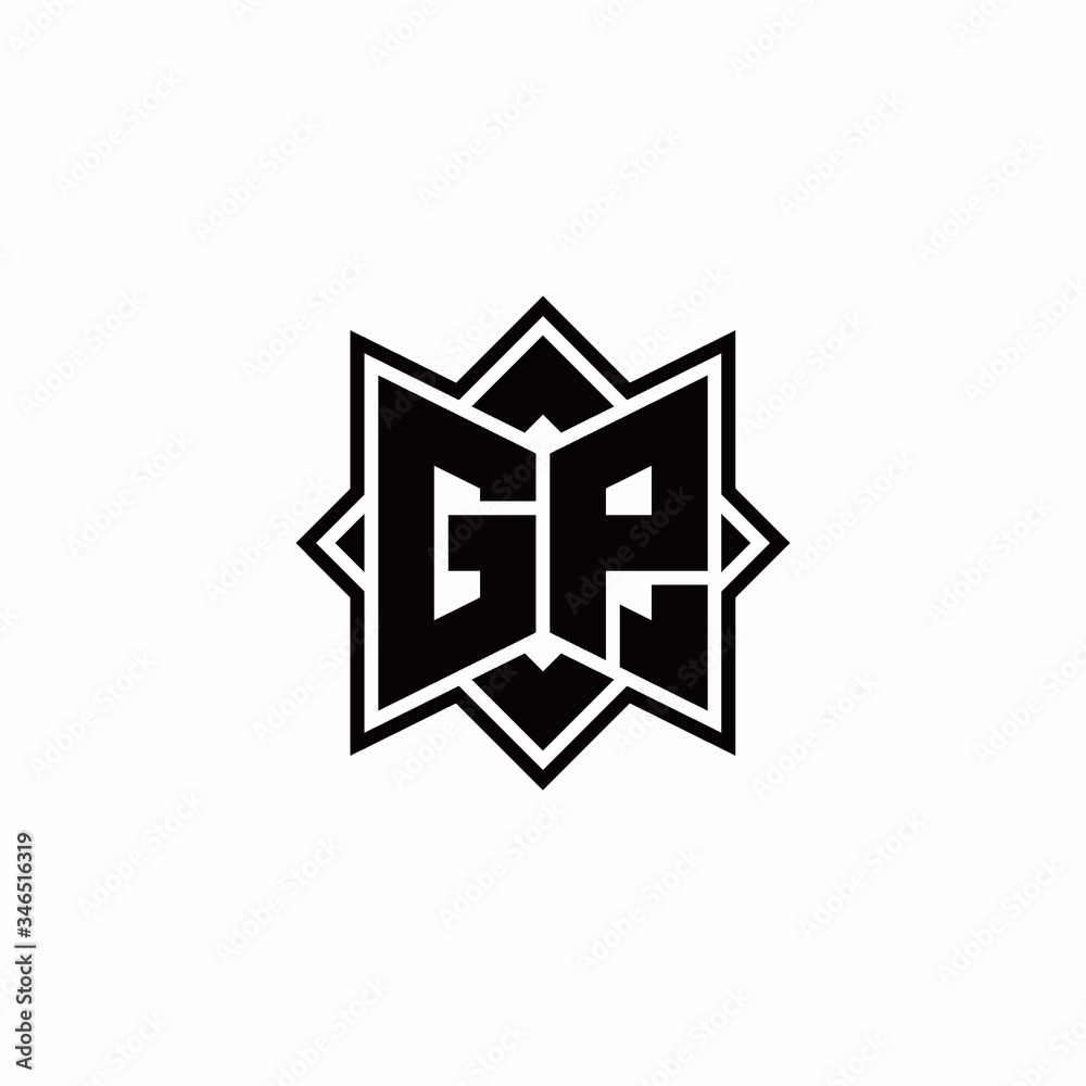 GP monogram logo with square rotate style outline GP monogram logo with square rotate style outline