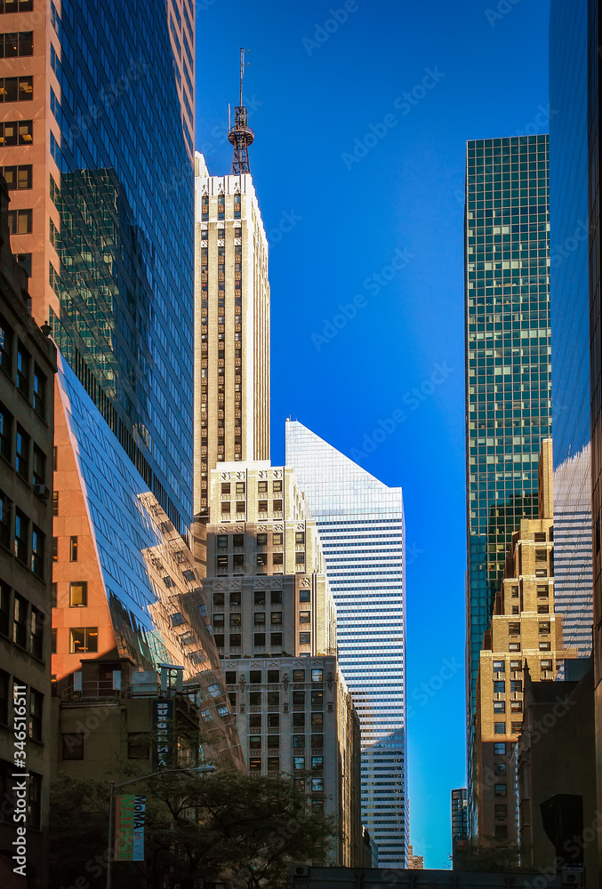 The Skyscrapers of Manhattan. New York street view