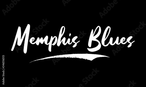 Memphis Blues Calligraphy Black Color Text On Black Background