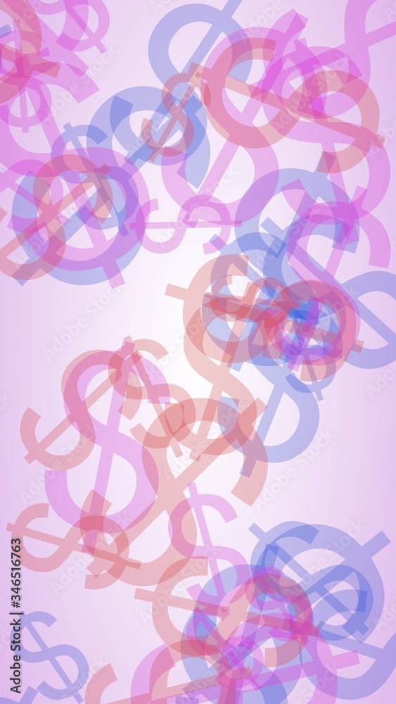 Multicolored translucent dollar signs on white background. Red tones. 3D illustration Multicolored translucent dollar signs on white background. Red tones. 3D illustration