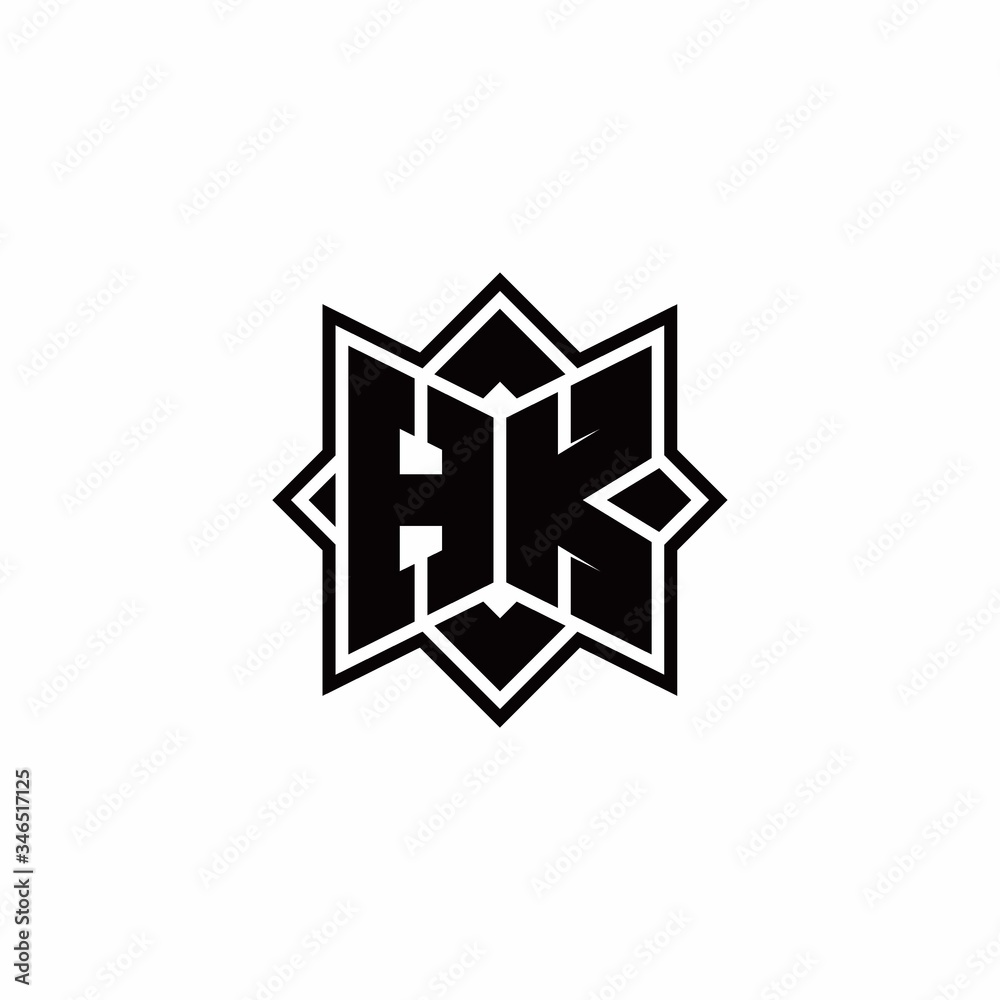 HK monogram logo with square rotate style outline HK monogram logo with square rotate style outline