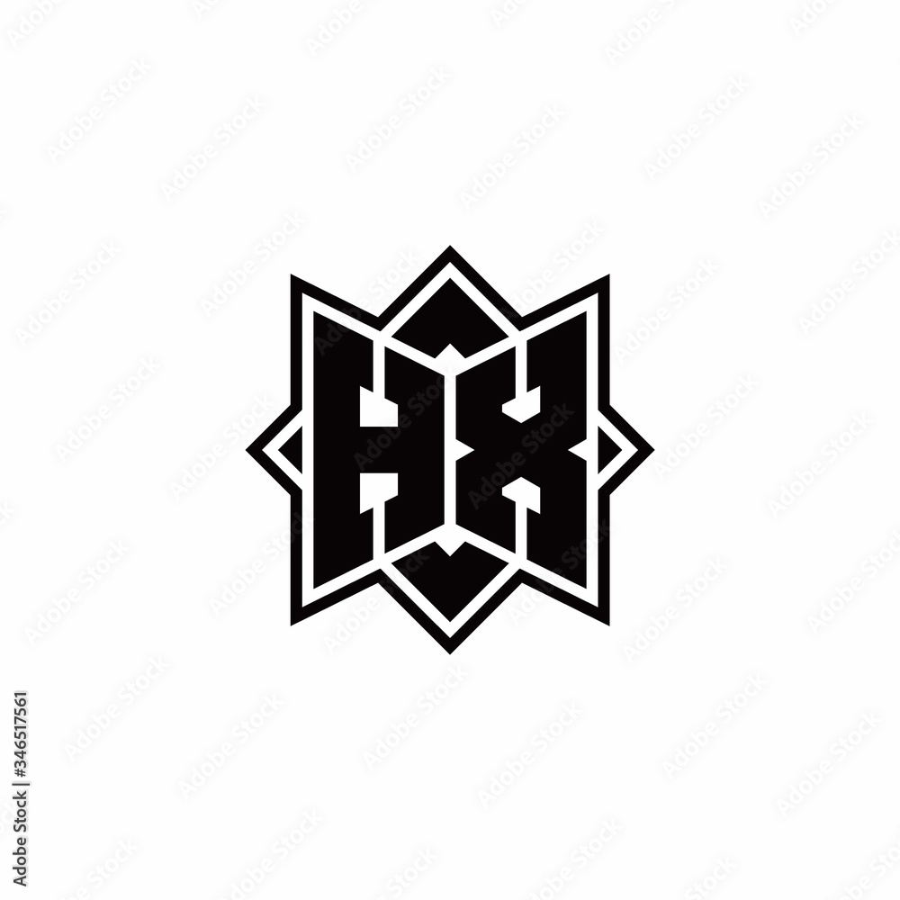 HX monogram logo with square rotate style outline HX monogram logo with square rotate style outline