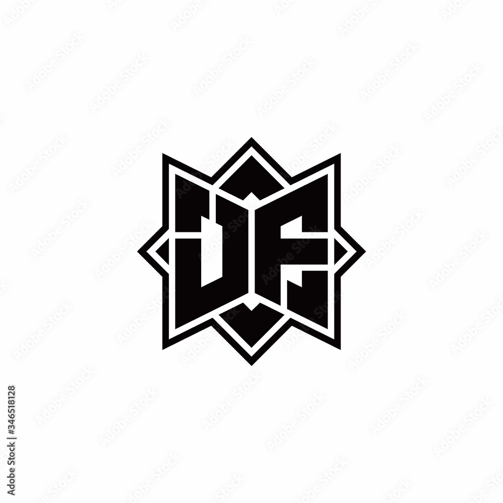 JF monogram logo with square rotate style outline