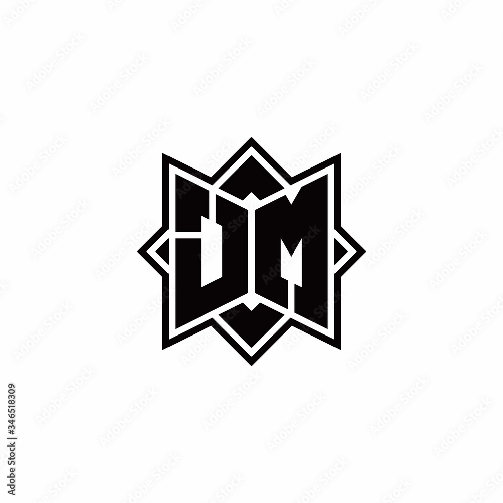 JM monogram logo with square rotate style outline