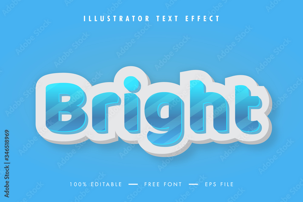 Bright 3d Text Effect and Text Design. 