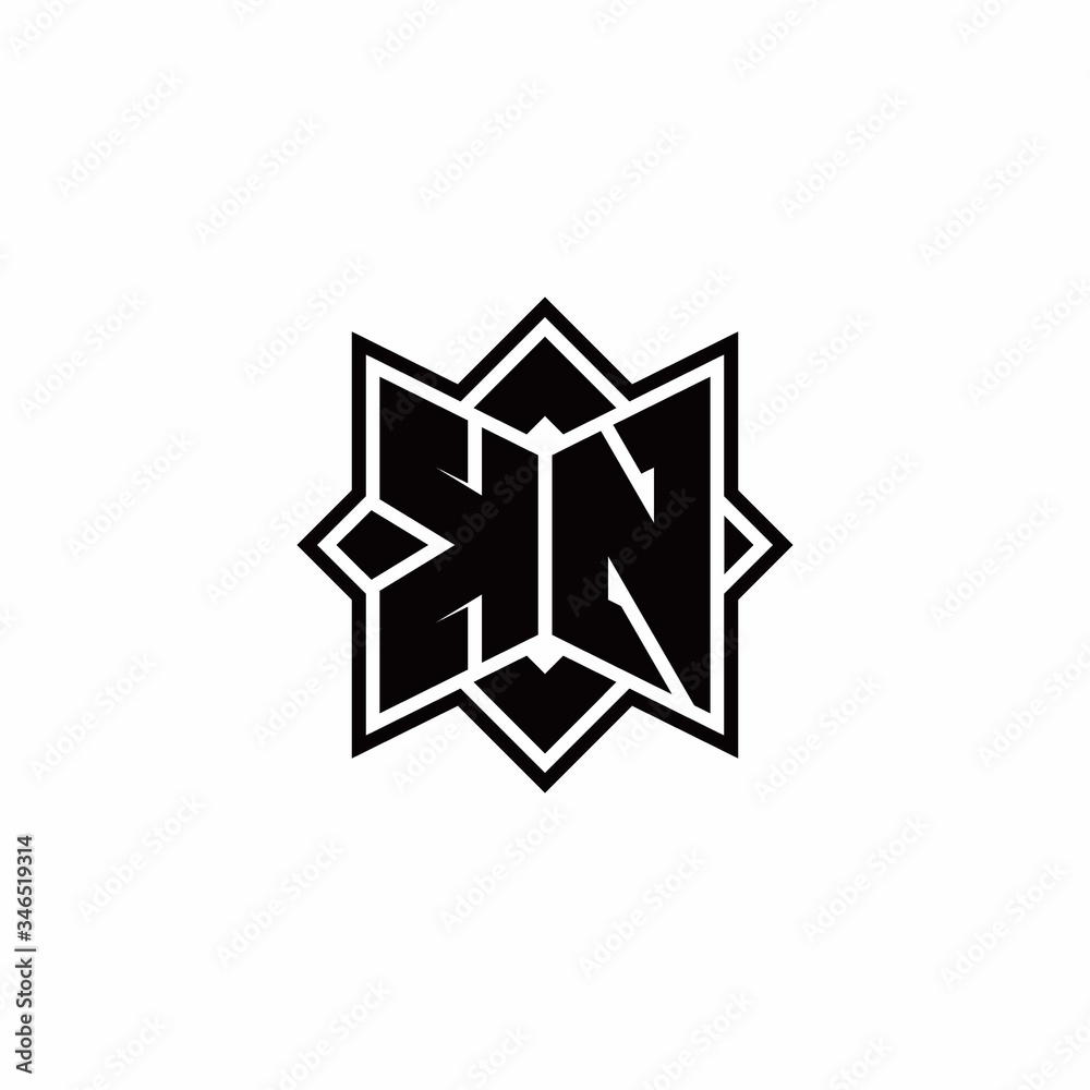 KN monogram logo with square rotate style outline KN monogram logo with square rotate style outline