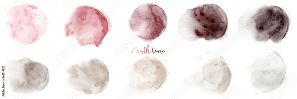 Hand painted red-brown earth tone watercolor texture set