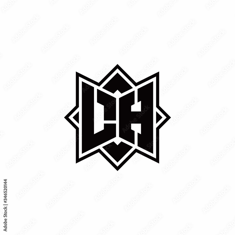 LH monogram logo with square rotate style outline LH monogram logo with square rotate style outline