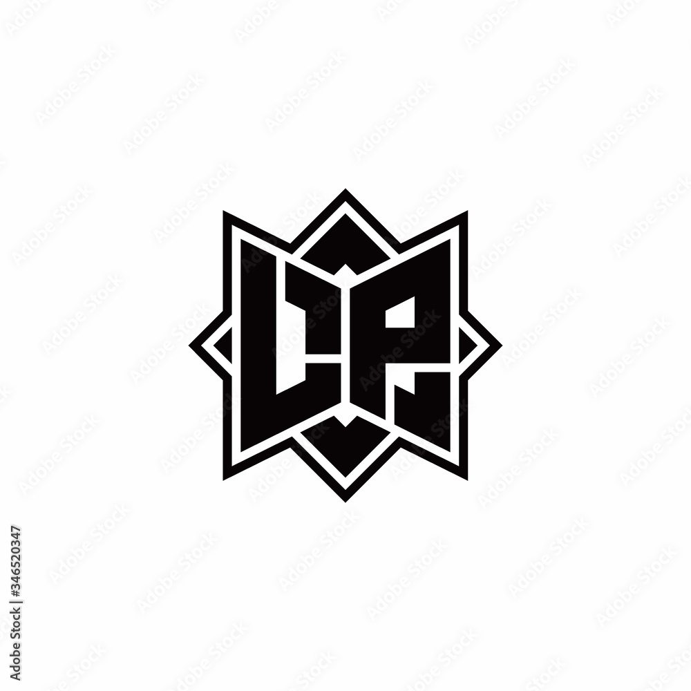 LP monogram logo with square rotate style outline