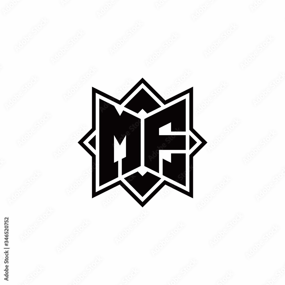 MF monogram logo with square rotate style outline MF monogram logo with square rotate style outline