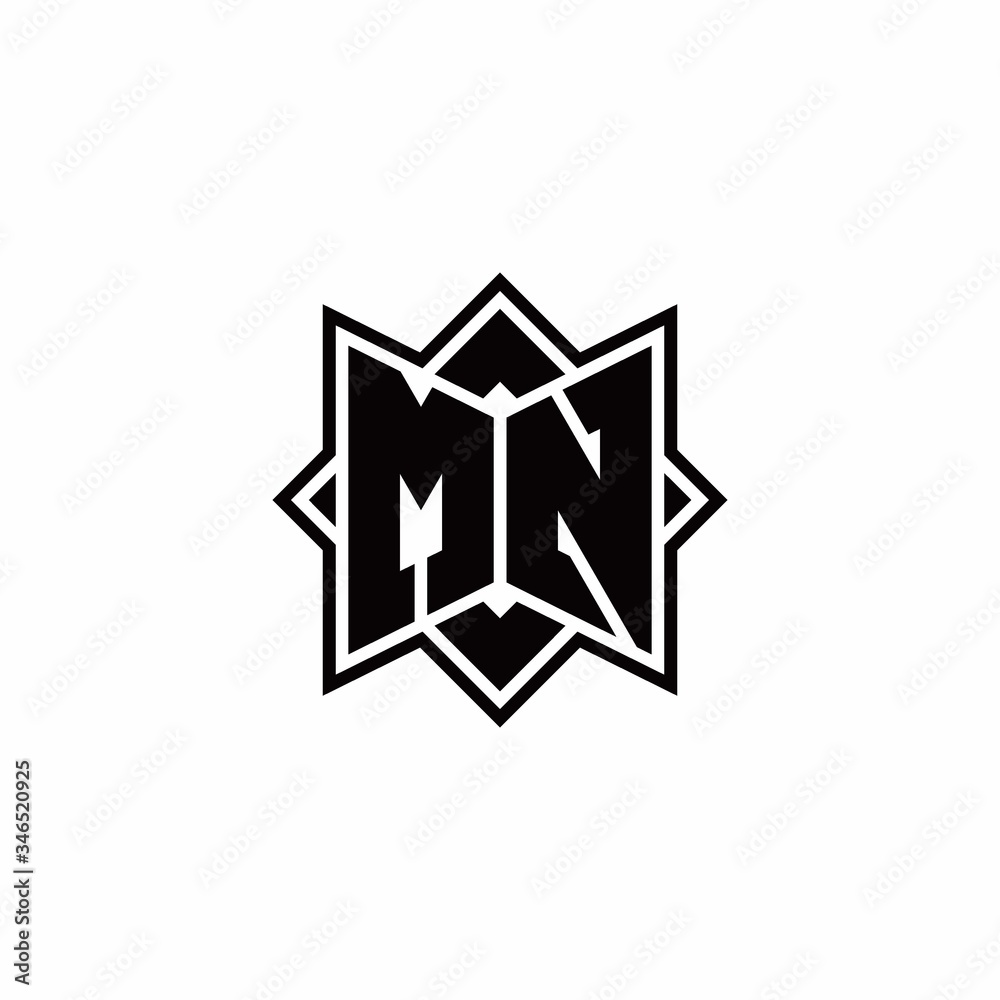 MN monogram logo with square rotate style outline MN monogram logo with square rotate style outline