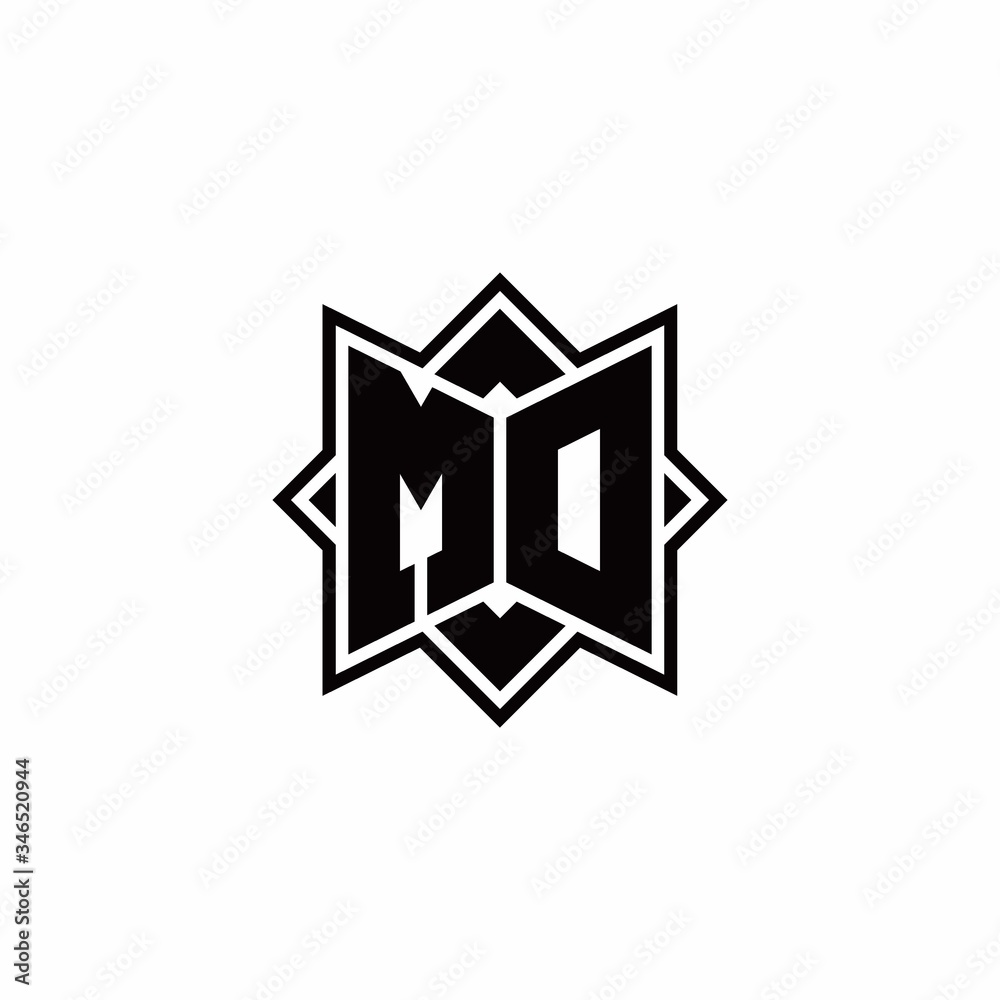 MO monogram logo with square rotate style outline MO monogram logo with square rotate style outline