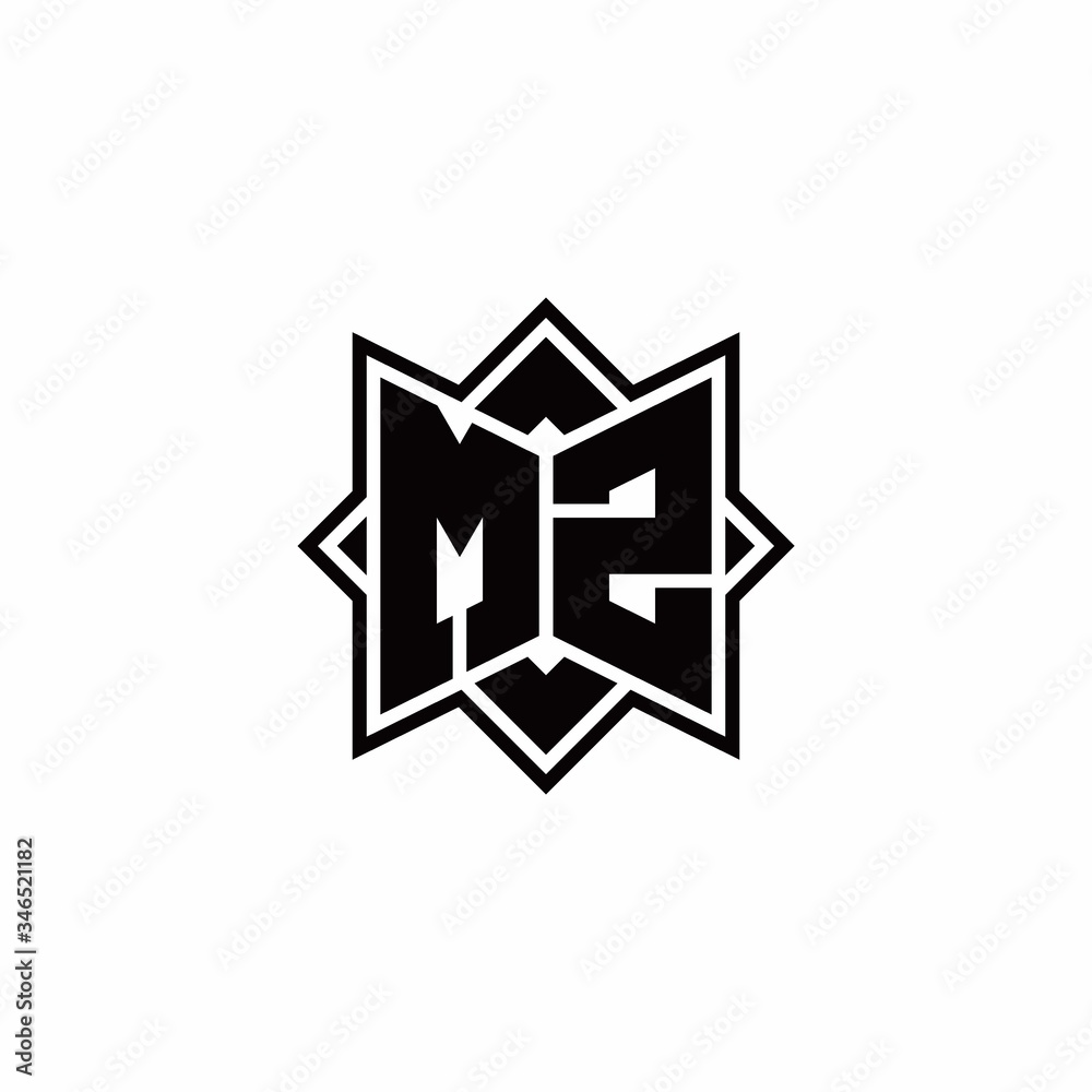 MZ monogram logo with square rotate style outline MZ monogram logo with square rotate style outline