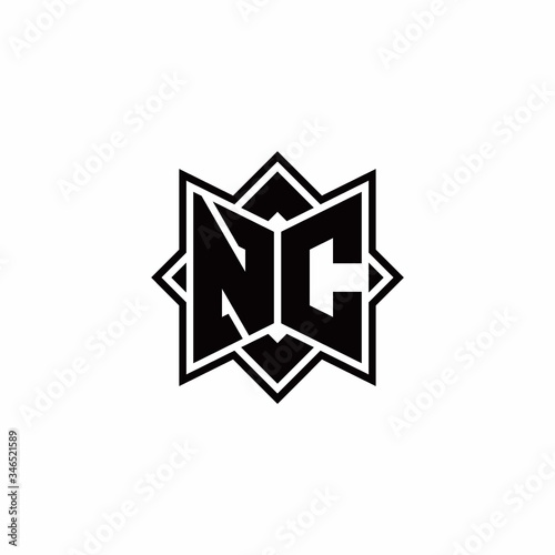 Free Download NC monogram logo with square rotate style outline - GFXLoad