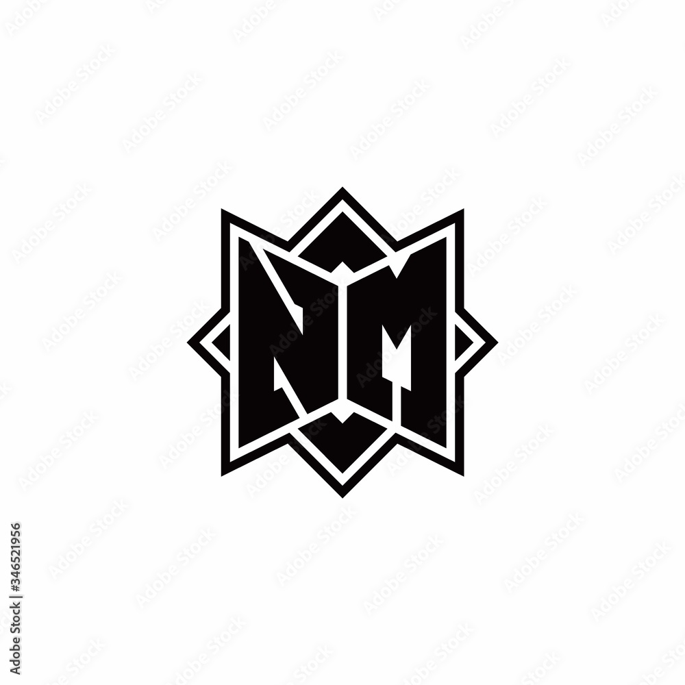 NM monogram logo with square rotate style outline NM monogram logo with square rotate style outline