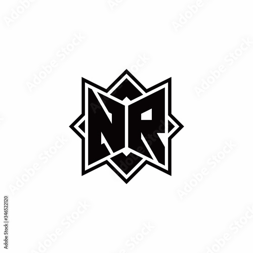Free Download NR monogram logo with square rotate style outline - GFXLoad