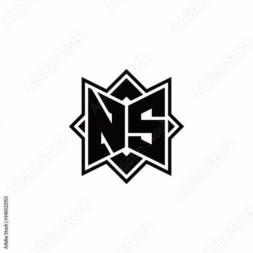 NS monogram logo with square rotate style outline