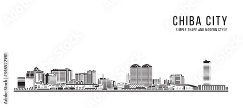 Cityscape Building Abstract Simple shape and modern style art Vector design - Chiba city