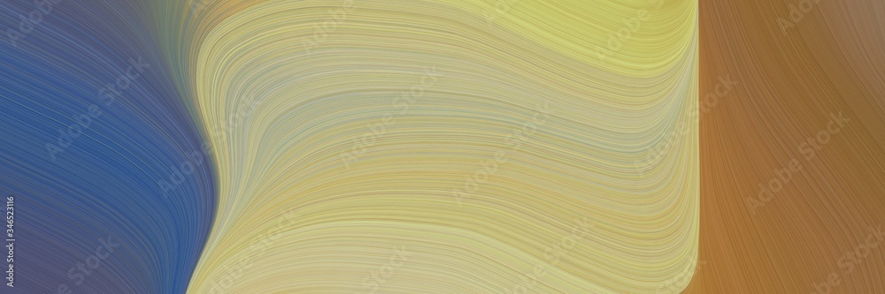 flowing colorful curves style with dark khaki, dark slate blue and pastel brown colors - obrazy, fototapety, plakaty 