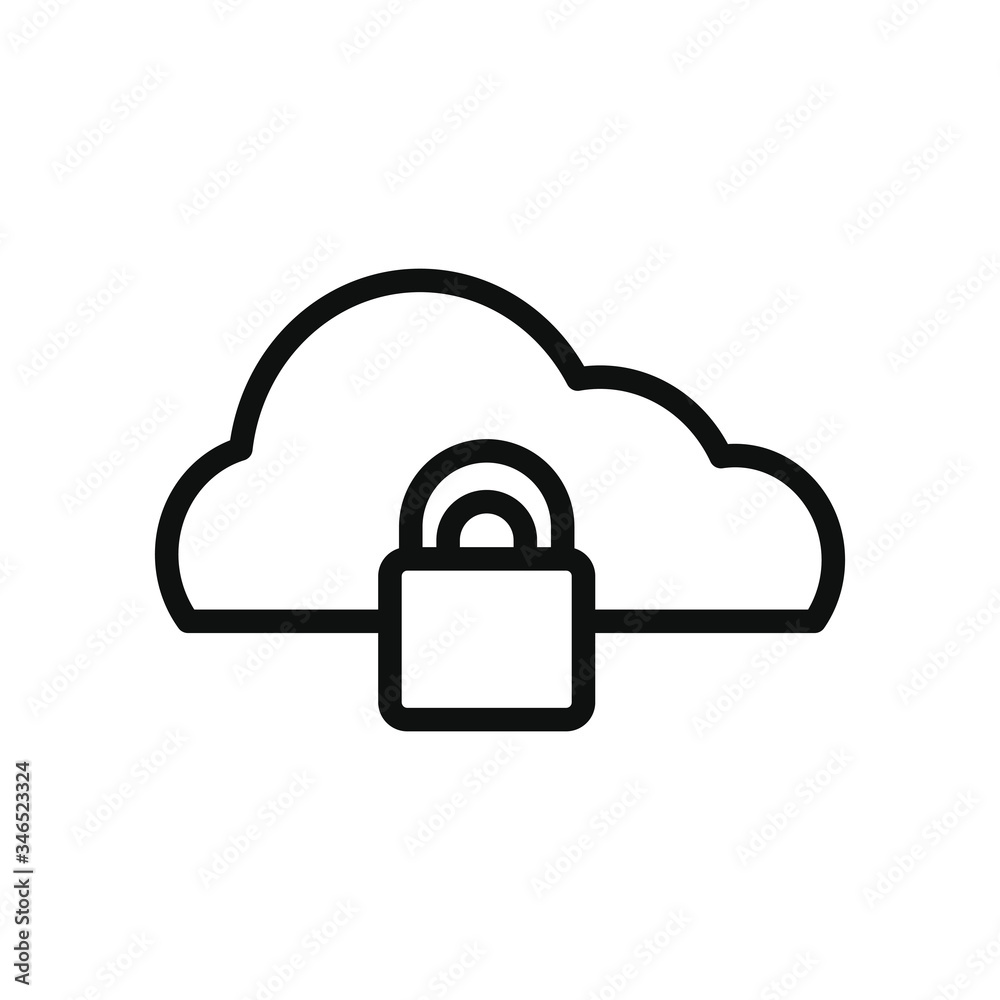 cyber security concept, cloud storage and padlock icon, line style cyber security concept, cloud storage and padlock icon, line style