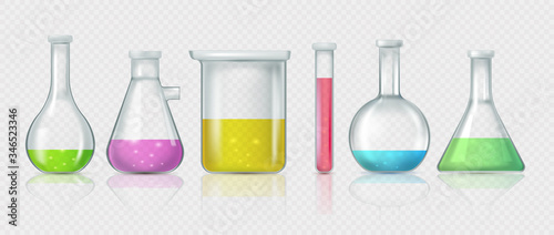 Set of Laboratory flasks, chemical glass tubes