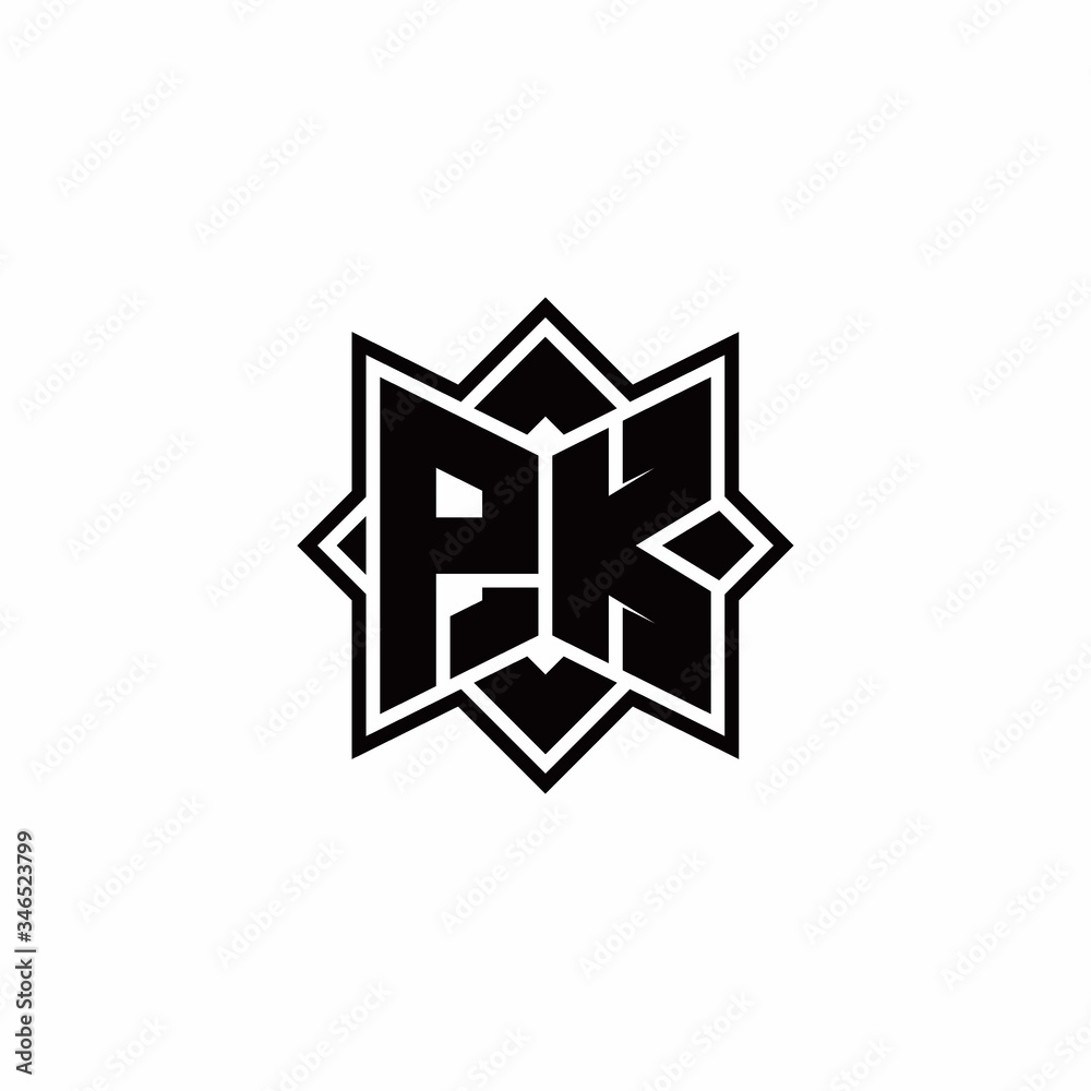 PK monogram logo with square rotate style outline PK monogram logo with square rotate style outline