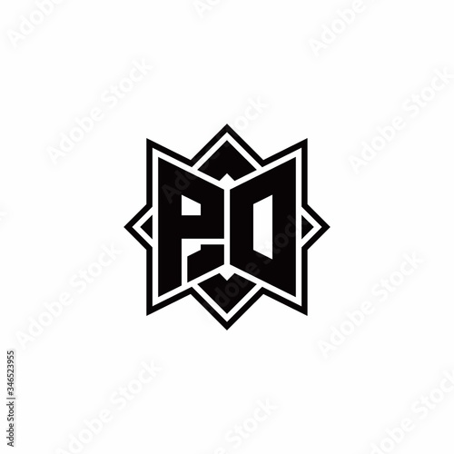 Free Download PO monogram logo with square rotate style outline - GFXLoad