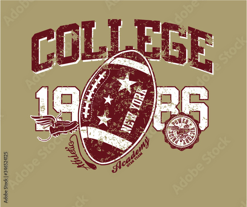 American College football ball print and embroidery graphic design vector art