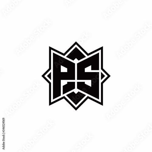 Free Download PS monogram logo with square rotate style outline - GFXLoad