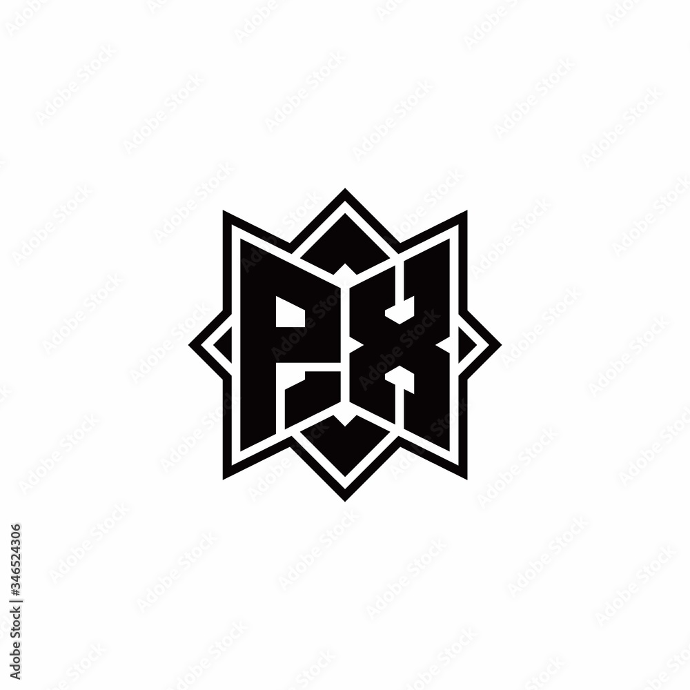PX monogram logo with square rotate style outline PX monogram logo with square rotate style outline