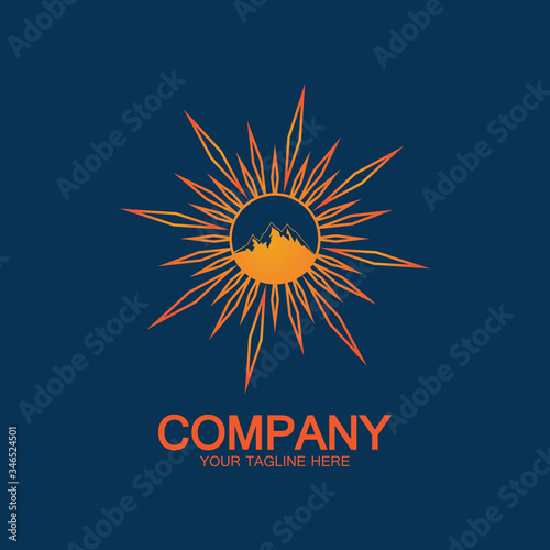Sun Mountain Logo Icon Design – stock illustration