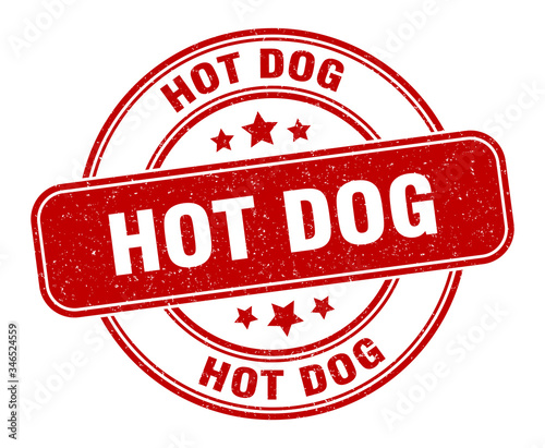 hot dog stamp. hot dog label. round grunge sign