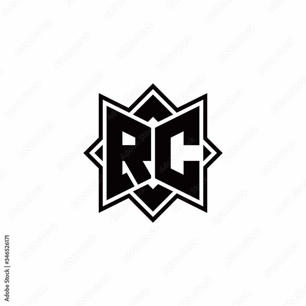RC monogram logo with square rotate style outline RC monogram logo with square rotate style outline