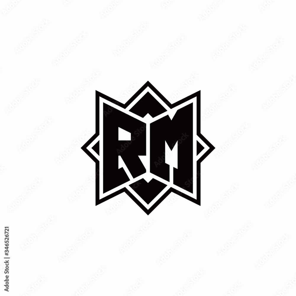 RM monogram logo with square rotate style outline RM monogram logo with square rotate style outline