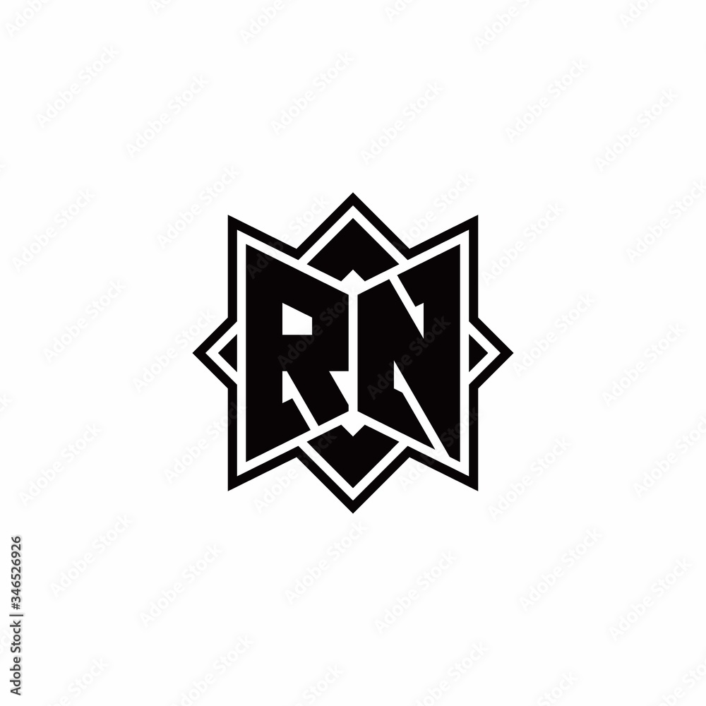 RN monogram logo with square rotate style outline RN monogram logo with square rotate style outline