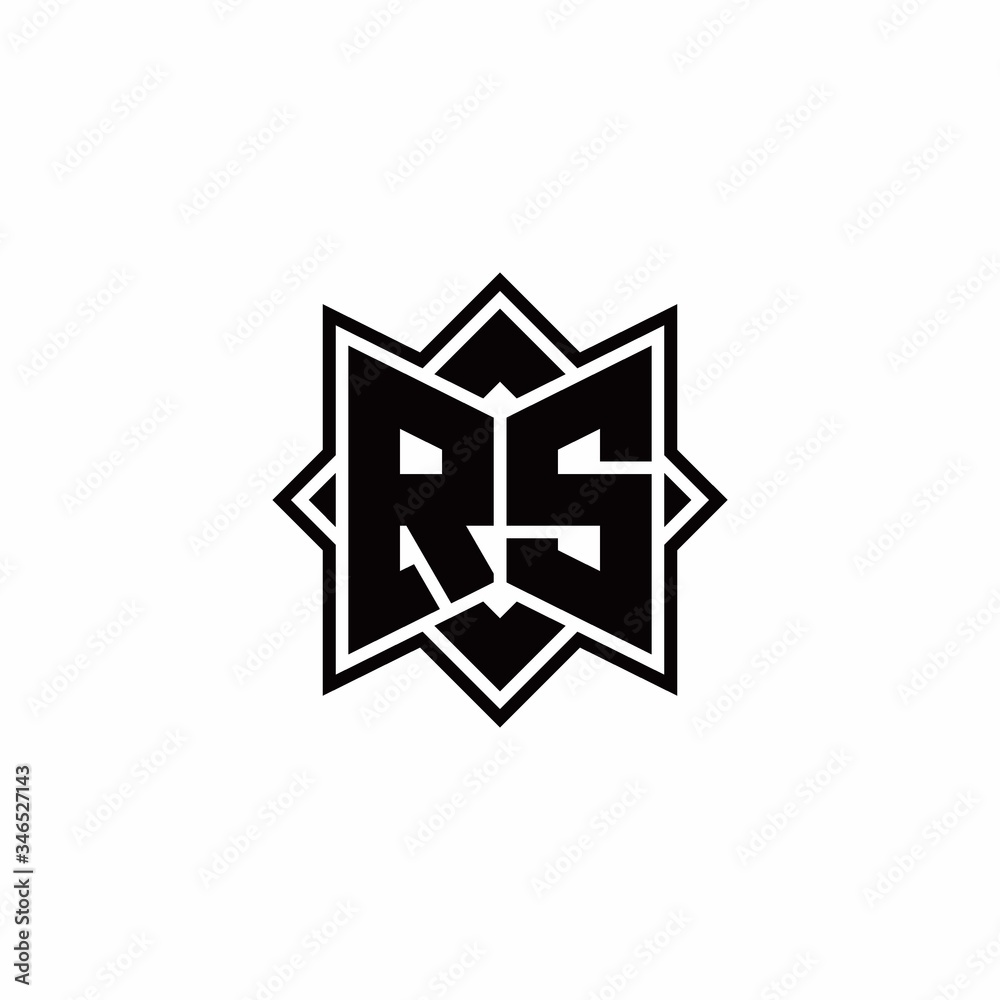RS monogram logo with square rotate style outline RS monogram logo with square rotate style outline